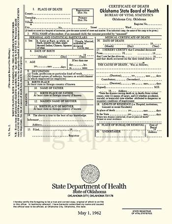 Death Certificate (1962)