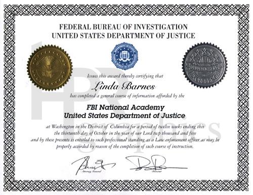 FBI National Academy Course Certificate