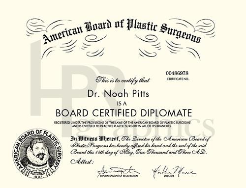 Board of Plastic Surgeons Certificate