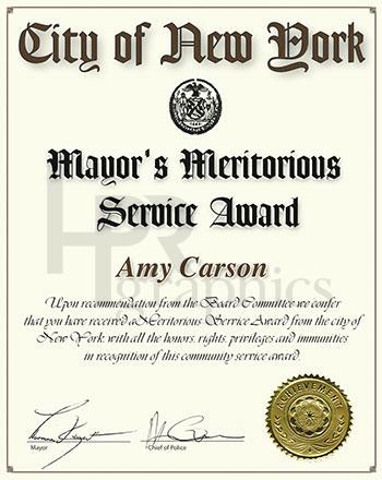 Mayor's Meritorious Service Award