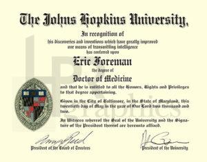 Johns Hopkins University Diploma