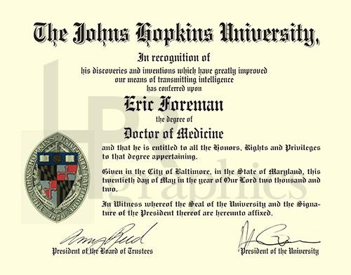 Johns Hopkins University Diploma