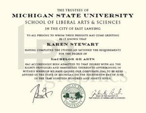 Michigan State University Diploma