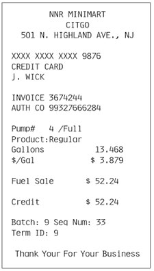 Receipt - Credit Card - Gas