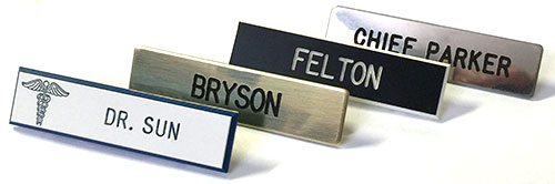 Engraved Namepins - Rotary Engraver Examples