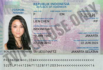 Passport Photo Page - Indonesia