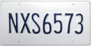 License Plate - Generic - White w/ Blue