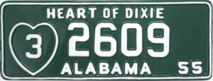 License Plate - USA - Alabama - 1955