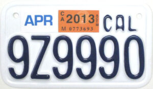 License Plate - USA - California - Motorcycle