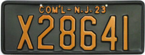 License Plate - USA - New Jersey - Comm - 1923