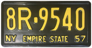 License Plate - USA - New York - 1957