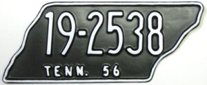 License Plate - USA - Tennessee - 1956