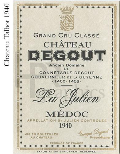 Wine - Chateau Talbot - 1940