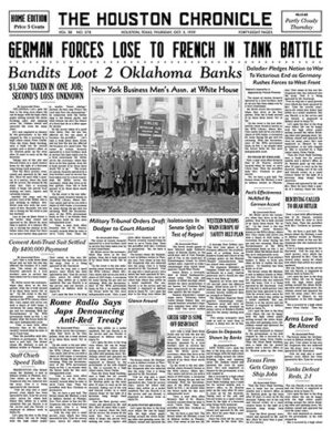Newspaper - Houston Chronicle - October 1939