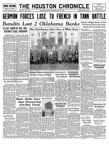 Newspaper - Houston Chronicle - October 1939