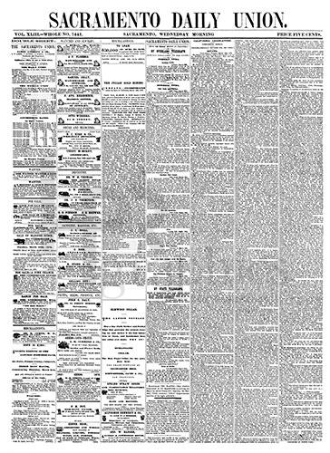 Newspaper - Sacremento Daily Union - 1870s