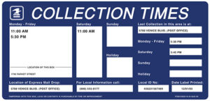 Collection Times Mailbox Label