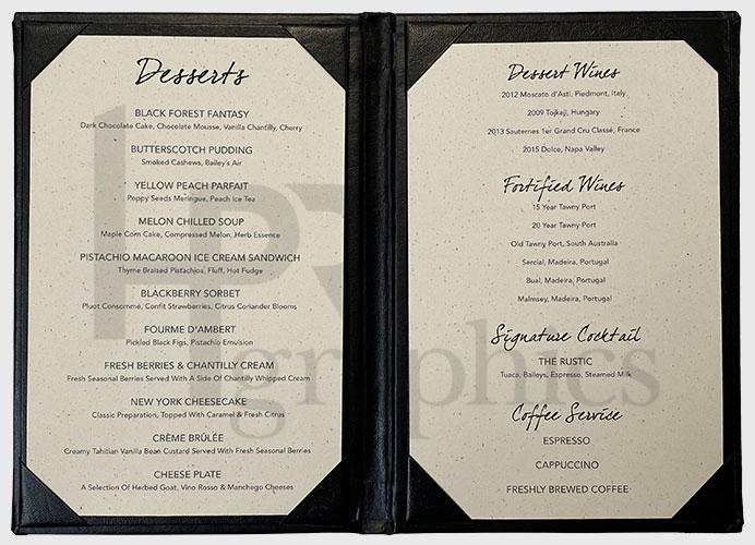 Dessert - Menu Insert