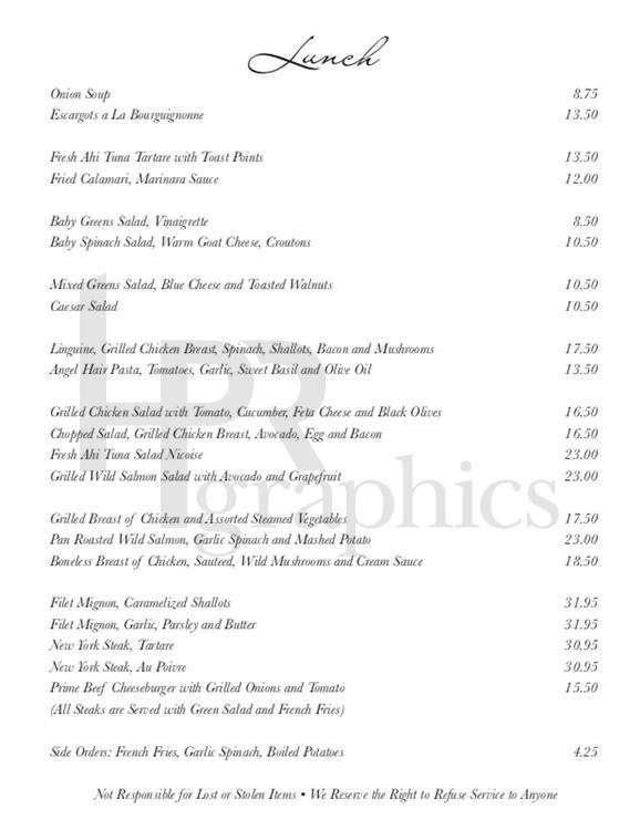 French - Lunch - Menu Insert