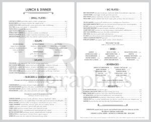 New American - Menu Insert