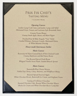 Tasting - Menu Insert