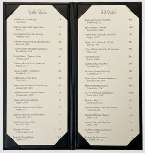 Wine List - Menu Insert