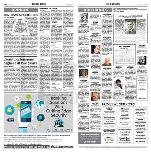 Interior Spread - Star Current - Obituaries