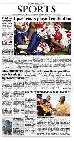Section Cover - Boston Courier Sports - Upset