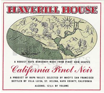 Wine - Haverill House California Pinot Noir - 1940s