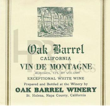 Wine - Oak Barrel Vin De Montagne - 1940s