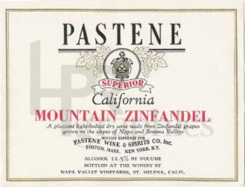 Wine - Pastene Mountain Zinfandel - 1940s
