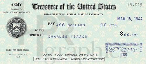 Check - Military - 1940s