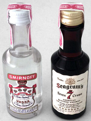 Liquor - Smirnoff Vodka, Seagram's 7 Whiskey - Airline 50mL - 1980