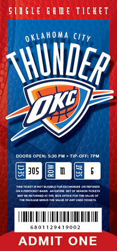 Basketball Ticket - Thunder