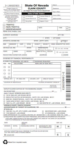Traffic Ticket - NV