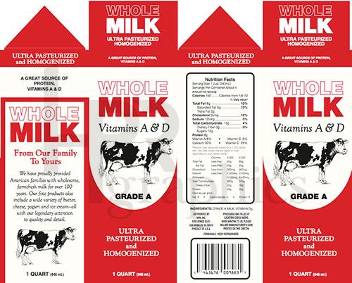 Milk - Whole - Half Gallon Carton - 1980s - 02