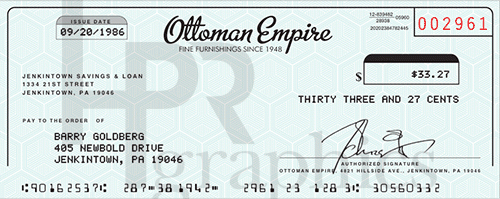 Check - Payroll - 1980s