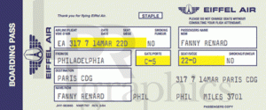 Airline Boarding Pass - Eiffel Air - 1980s