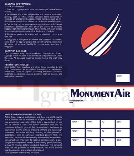 Airline Ticket Jacket - Monument Air - 1980s