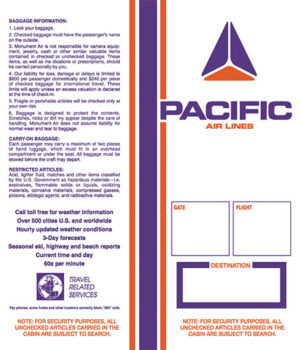 Airline Ticket Jacket - Pacific Air - 1970s