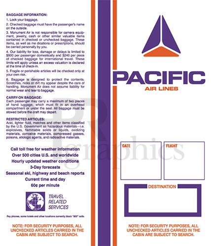 Airline Ticket Jacket - Pacific Air - 1970s