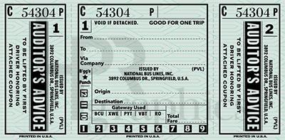 Ticket - Bus - 1950s
