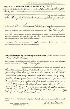 Bond Document - 1870s