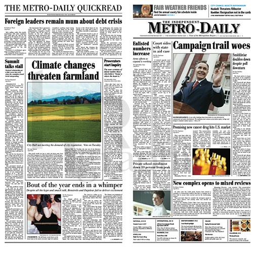 Front Cover - Independent Metro Daily - Campaign