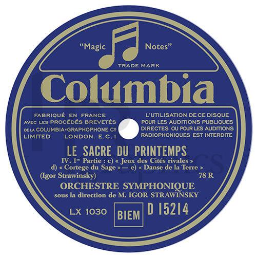 Record Label - Columbia "Le Sacre du Printemps" - 1961