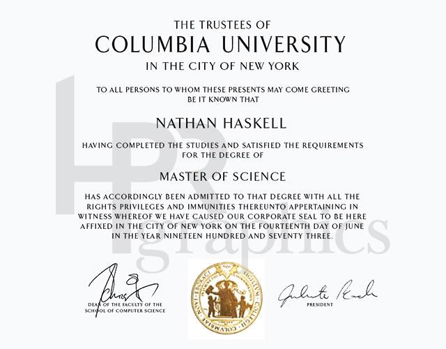 Columbia University Diploma