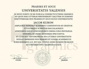 Yale University Diploma