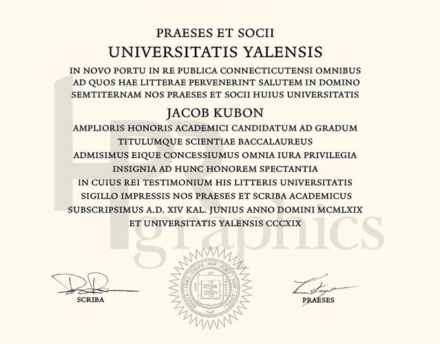 Yale University Diploma