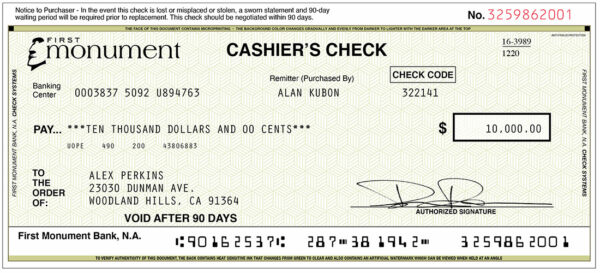 Cashier's Check