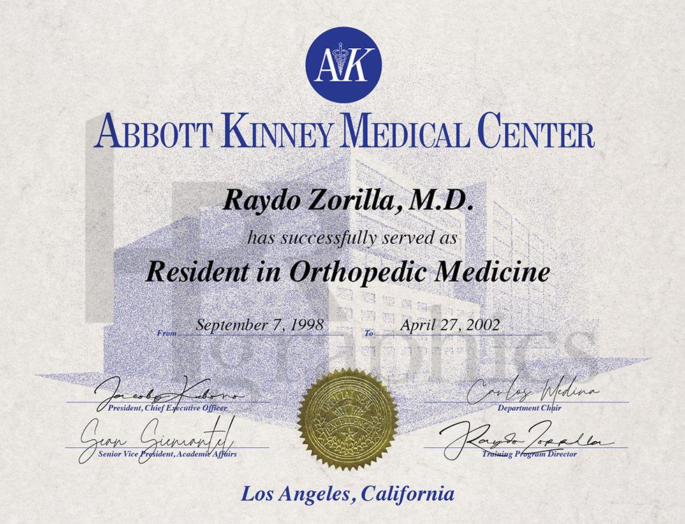 Medical Residency Certificate